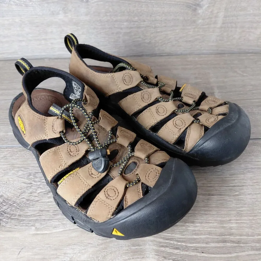 KEEN Newport H2 Sandals Mens 8 Brown Leather Waterproof Hiking Fisherman Shoes